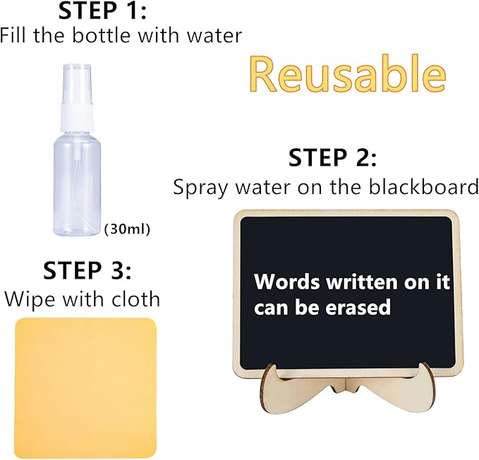 20 Pcs Mini Chalkboard Signs with Stand, Food Signs for Party Buffet, Table Numbers, Place Cards Display, Weddings, Buffet, Small Blackboards Wood Little Chalkboard