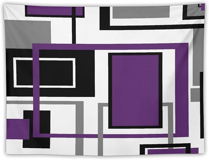 ZhiRain Purple Modern Tapestry Wall Hanging Geometric Purple Gray Black Tapestries Home Decor for Living Room Bedroom Farmhouse Apartment Dorm 30"x40"