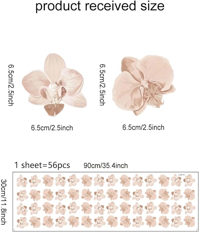 12x36 Inch Boho Floral Set Wall Decal- Nature, Leaves, Flower Themed DIY Boho Wall Decal Mural Set - 56 Pcs Stickers for Kitchen, Nursery, Office Decor - 3x2.5 Inch Decals (Boho Flower Design)