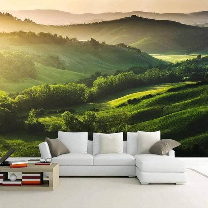 YTTBDBD Prairie Mountains 3D Wall Mural, Natural Scenery Murals Wallpaper,for Storefront Restaurant Beauty Salon Hotels Living Room Decoration-Not Self-Adhesive-48 W x 36" H/122x91cm-Silk