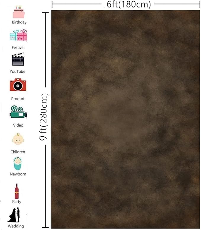 6x9ft Dark Brown Mottled Texture Photography Backdrop for Portrait Photo Studio Prop Abstract Background for Photographyer