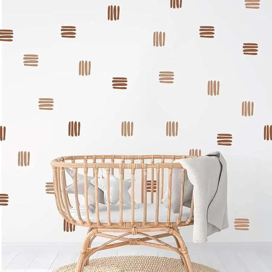 12x36 Inch Set Boho Three Line Brown Wall Decal- Geometrical Shape Themed DIY Boho Mural Set - 24 Pcs Wall Stickers for Kitchen, Nursery, Office Decor - 3.5x2.5 Inch Decals (Boho Line Brown)