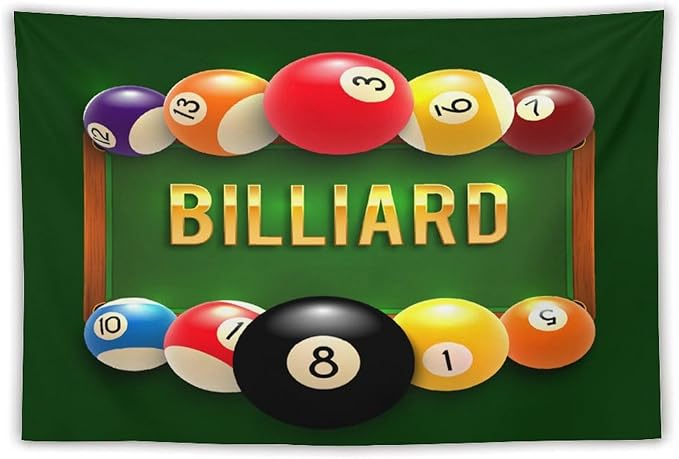 ZhiRain Snooker Billiards Tapestry Wall Hanging Modern Sports Theme Billiard Eight Ball Tapestries Home Decor for Living Room Bedroom Farmhouse Apartment Dorm 60"x90"