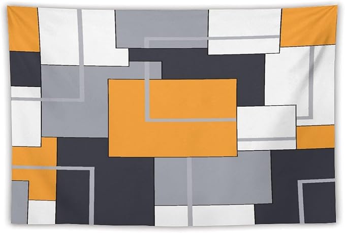 ZhiRain Orange Tapestry Wall Hanging Modern Black White Gray Geometric Abstract Aesthetic Tapestries Home Decor for Living Room Bedroom Farmhouse Apartment Dorm 60"x90"