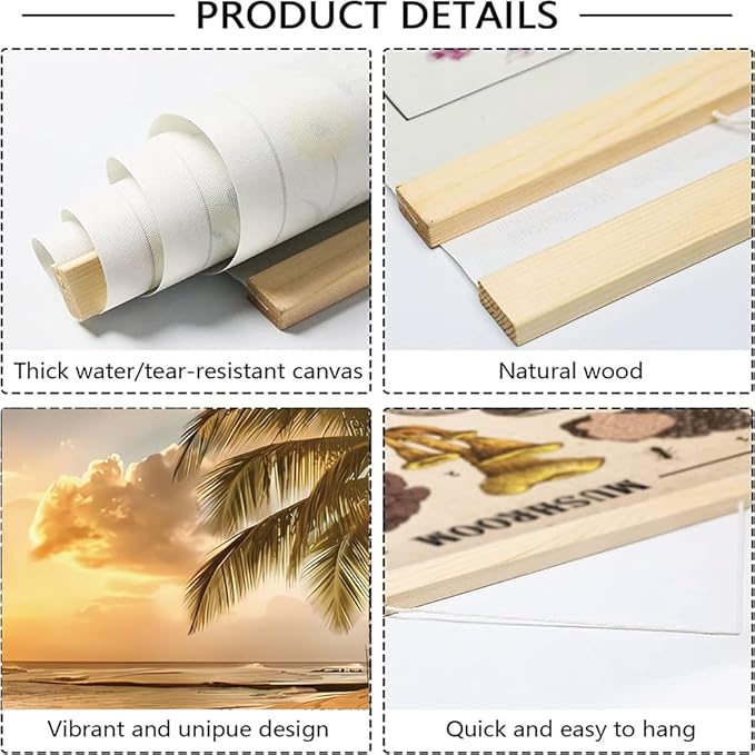 3pcs Beach Canvas Wall Art, Canvas Art with Frames, For Office Home Decor Bedroom Living Room Wall Decor. (Yellow Beach 29L x 20W, Framed)