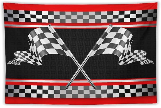 ZhiRain Race Car Flag Tapestry Wall Hanging Abstract Modern Art Racing Car Black White Checked Flag Tapestries Home Decor for Living Room Bedroom Apartment Farmhouse Dorm 60"x90"