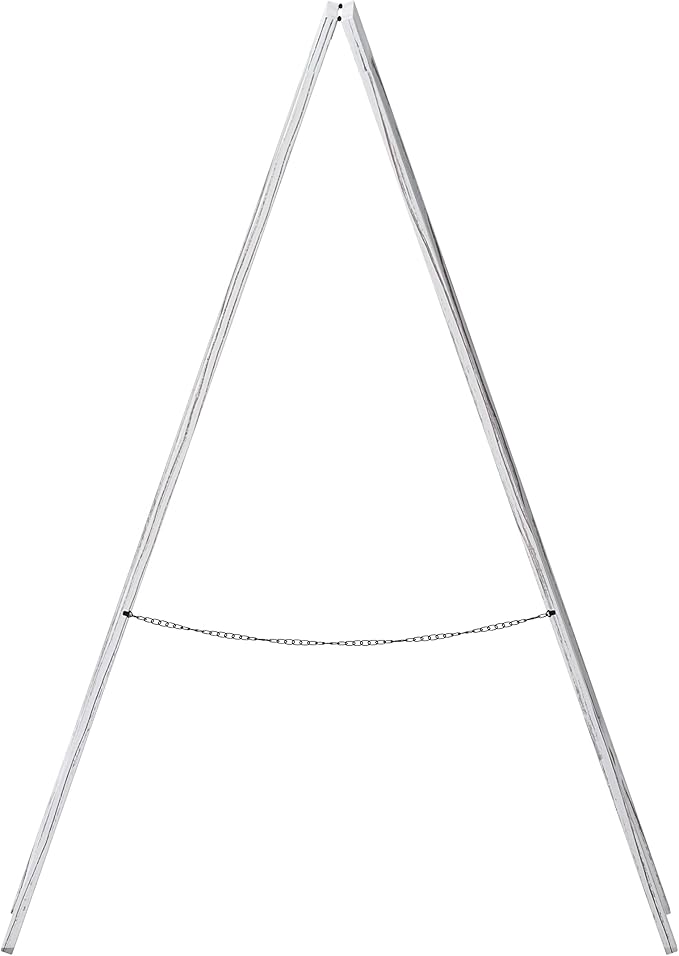 A Frame Chalkboard by HBCY Creations: 40x20 Solid Wood A-Frame Sign Whitewashed Double-Sided Magnetic Board, Chalkboard Menu Board, for Restaurants, Cafés, Weddings - Heavy Duty Hinges