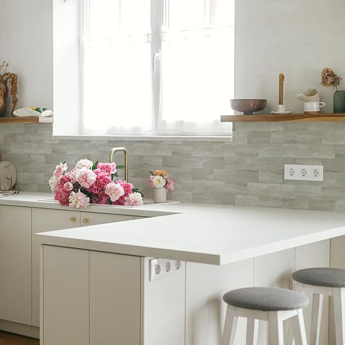 Yipscazo Peel and Stick backsplash 3 x 6 Inches 3D PVC Composite Wall Tile Stick on Backsplash Tile for Kitchen Bathroom, Laundry Room, Fireplace(Cave Stone, 160 Pieces)