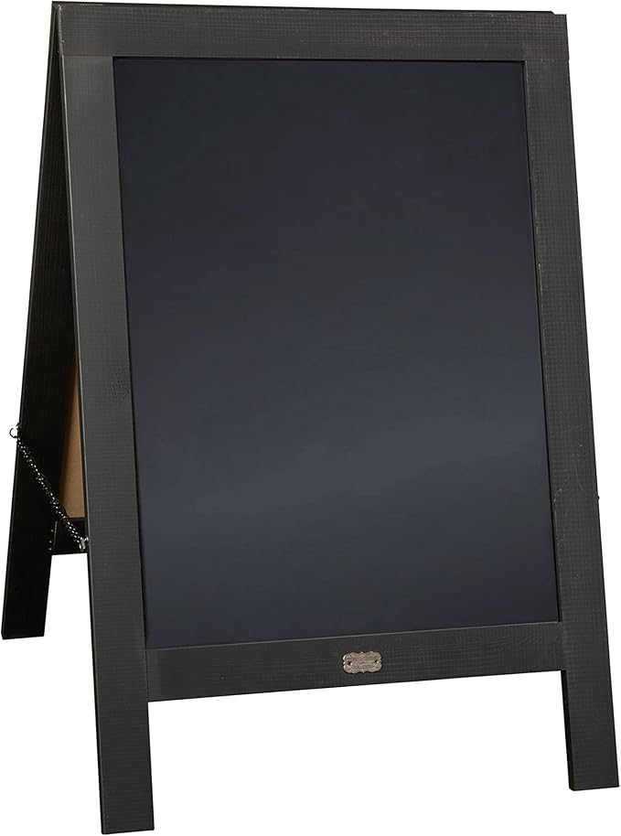 A Frame Chalkboard by HBCY Creations: 20x30 Solid Wood A-Frame Sign Black Double-Sided Magnetic Board, Chalkboard Menu Board, for Restaurants, Cafés, Weddings - Heavy Duty Hinges