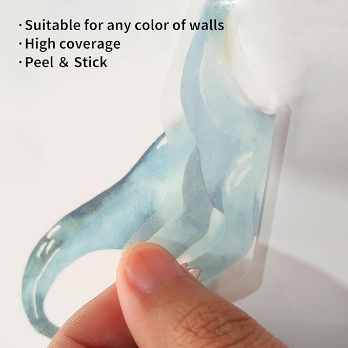 YouRfocus Dinosaur Wall Decals, Animal Boys Bedroom Wall Stickers 96 Decals, Removable Decor Peel and Stick Nursery Kids Room Playroom Vinyl Murals DIY Decorations (12 Sheets)