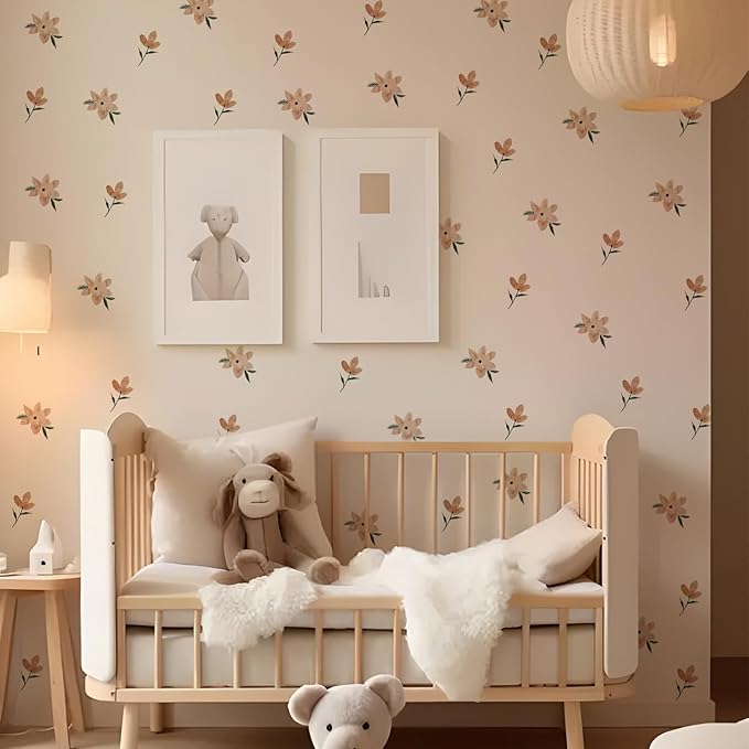 YouRfocus Daisy Wall Decals | 36 PCS Boho Flower Stickers for Girls' Rooms, Playrooms, Nurseries | Dual Layer Print for High Coverage | Removable Peel and Stick （Orange）| 6 Sheets