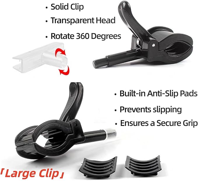 ZHENGMAI 10 Pack Black Acrylic Sign Holder with Clamp, Double Head Rotating Price Display Signs with PVC Card Protector, Sale Signs for Retail Store, Clothing, Dessert Rack 6 x 9 Inch