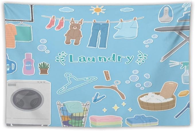 ZhiRain Laundry Room Tapestry Wall Hanging Vintage Funny Farmhouse Rustic Tapestries Home Decor for Living Room Bedroom Farmhouse Apartment Dorm 40"x60"
