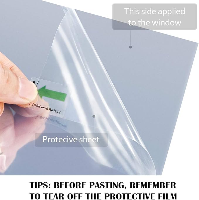 WPCTEV Reflective Window Film Mirror One Way Daytime Privacy Anti UV Static Cling Window Film Removable Decorative Screen Stickers Blue & Silver 6 Mil 29.5 Inch x 6.5 Feet