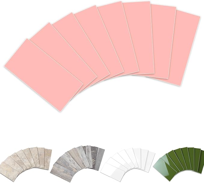Yipscazo Peel and Stick backsplash 3 x 6 Inches 3D PVC Composite Wall Tile Stick on Backsplash Tile for Kitchen Bathroom, Laundry Room, Fireplace(Pink, 160 Pieces)