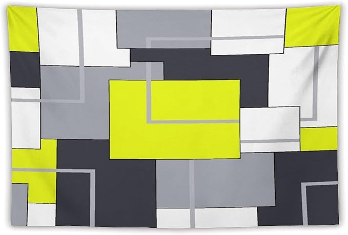 ZhiRain Yellow Gray Tapestry Wall Hanging Modern Black White Geometric Abstract Aesthetic Tapestries Home Decor for Living Room Bedroom Farmhouse Apartment Dorm 40"x60"