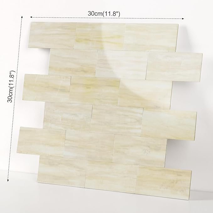 20-Pack Peel and Stick Tile Backsplash 12"X12" PVC Wall Tiles, Stick on Backsplash for Kitchen, Bathroom Tile, Fireplace Décor, Laundry Table, Stair Decals in Light Orange