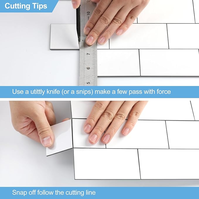 10-Pack Peel and Stick Tile Backsplash 12"X12" PVC Wall Tiles, Stick on Backsplash for Kitchen, Bathroom Tile, Fireplace Décor, Laundry Table, Stair Decals in Pure White