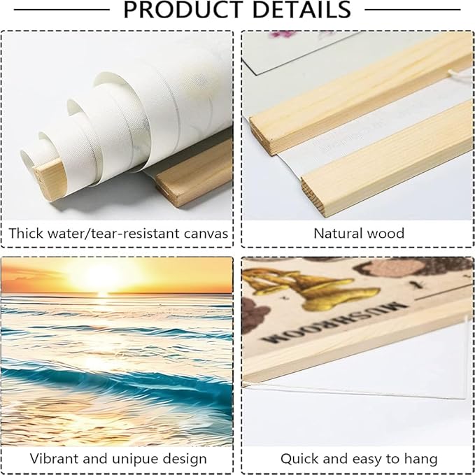 3pcs Beach Canvas Wall Art, Canvas Art with Frames, For Office Home Decor Bedroom Living Room Wall Decor. (Blue Beach, 24L x 16W, Framed)