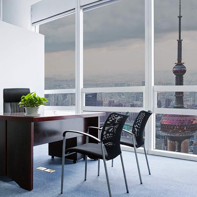 WPCTEV Window Film One Way Mirror Film Privacy Static Non-Adhesive Decorative Heat Control Anti UV Window Tint for Home and Office Silver 6 Mil 35.4 Inch x 32.8 Feet