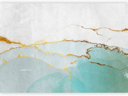 artgeist Wall Mural Abstract 173x124 in - Peel and Stick Self-Adhesive Wallpaper Removable Large Sticker Foil Wall Decor Print Design Mural Marble Turqoise Like Painted a-A-10238-a-a