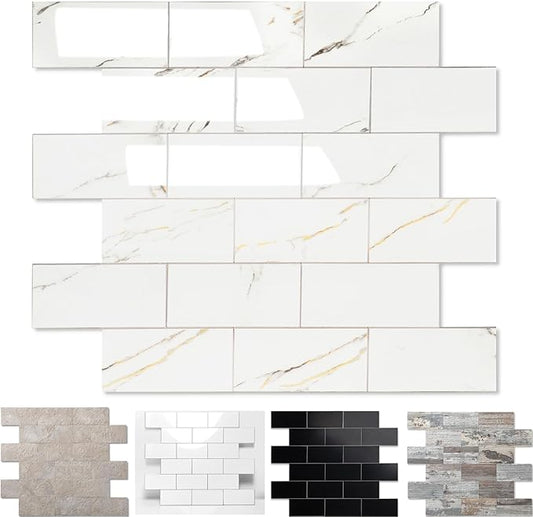 1-Pack Peel and Stick Tile Backsplash 12"X12" PVC Wall Tiles, Stick on Backsplash for Kitchen, Bathroom Tile, Fireplace Décor, Laundry Table, Stair Decals in Polished Carat Gold