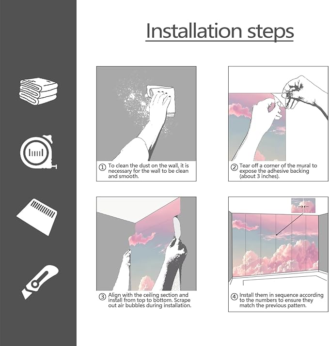 YQWDMX - 3D Pink Cloud Peel and Stick Wallpaper Wall Mural Girl Kid's Room ZY08 L