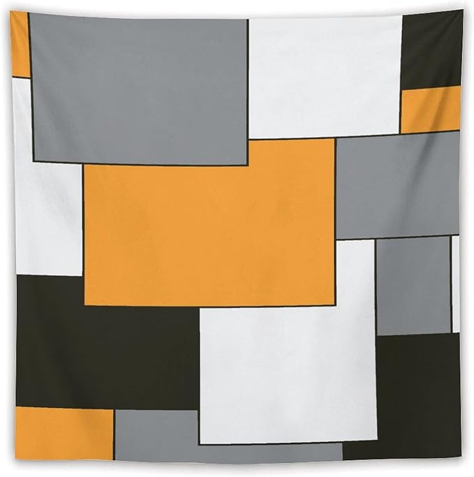 ZhiRain Modern Tapestry Wall Hanging Orange And Gray Black Tapestries Home Decor for Living Room Bedroom Farmhouse Apartment Dorm 60"x60"
