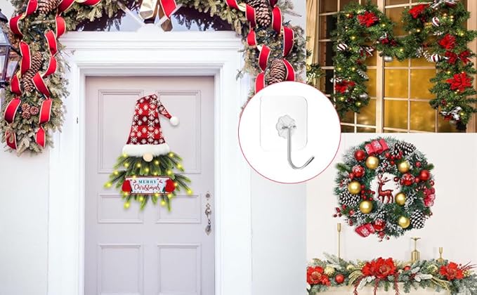 ZESLMG Adhesive Wall Hooks No Damage for Hanging, 24 Pack Large Self Sticky Hooks Heavy Duty 44lb Removable, Clear Hook for Shower Towel Coat Key Picture Wreath Outdoor Bathroom Kitchen, Waterproof