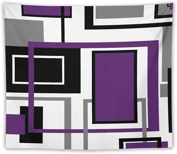 ZhiRain Purple Modern Tapestry Wall Hanging Geometric Purple Gray Black Tapestries Home Decor for Living Room Bedroom Farmhouse Apartment Dorm 50"x60"