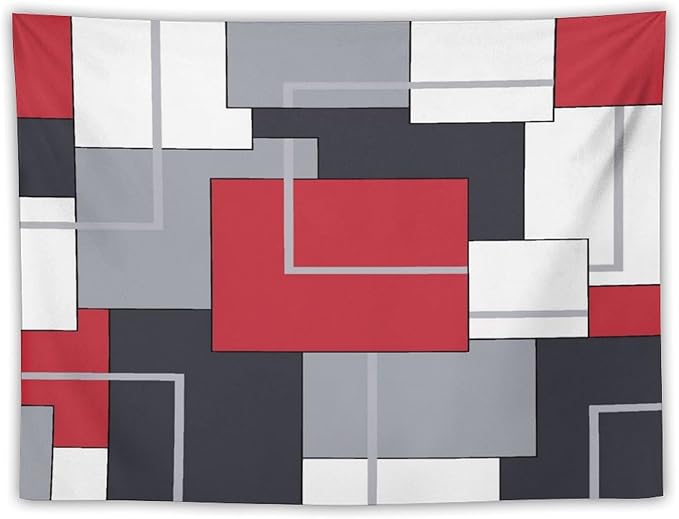 ZhiRain Red Gray Tapestry Wall Hanging Modern Black White Geometric Abstract Aesthetic Tapestries Home Decor for Living Room Bedroom Farmhouse Apartment Dorm 30"x40"