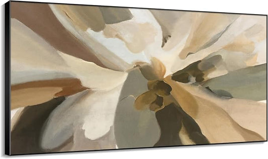 36"x60" XL Framed Wall Art - Decor Floral Earthy Tones and Soft Petals (Frame Assembly Required)