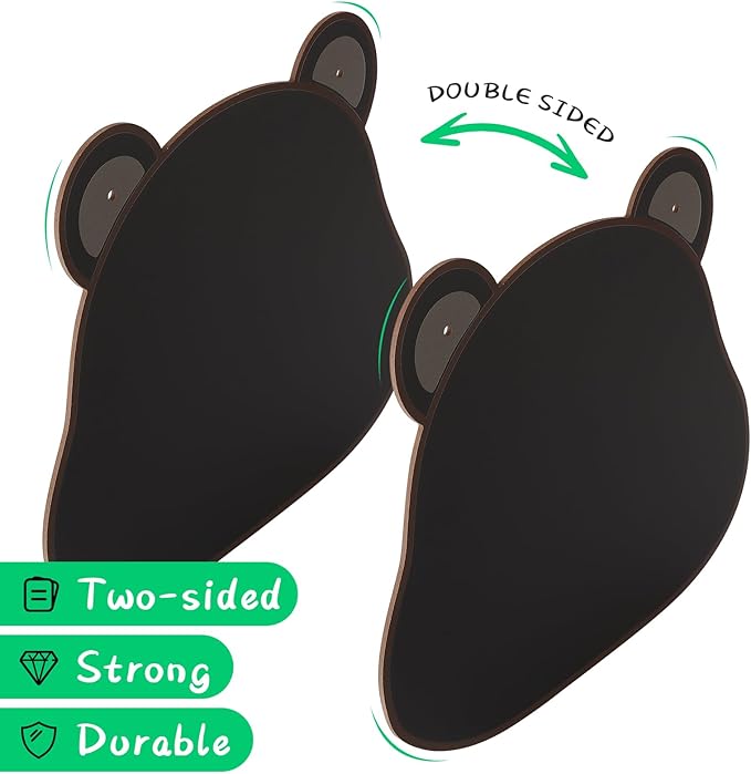 12‘’×10‘’ Wooden Double Sided Hanging Chalkboard Sign, Erasable Kids Chalkboard with Hanging String, 4 Chalks, 2 Hooks,1 Eraser, Message Blackboard Sign for Store Classroom Office Outdoor (Bear)