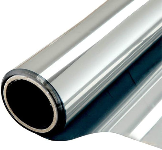 WPCTEV Window Film One Way Mirror Film Privacy Static Non-Adhesive Decorative Heat Control Anti UV Window Tint for Home and Office Silver 6 Mil 23.6 Inch x 32.8 Feet