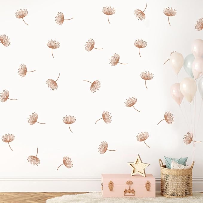12x36 Inch Set Dandelion Wall Decor Sticker- DIY Boho Wall Decal Mural Set - 54 Pcs Stickers for Wall, Kitchen, Nursery, Office Decor - Each Sticker 3.1x2.3 Inch (Dandelion)