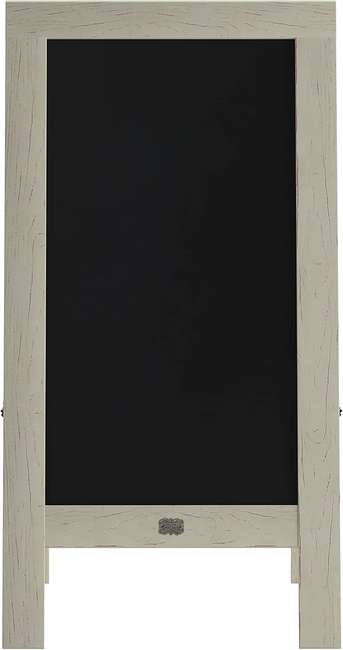 A Frame Chalkboard by HBCY Creations: 40x20 Solid Wood A-Frame Sign White Double-Sided Magnetic Board, Chalkboard Menu Board, for Restaurants, Cafés, Weddings - Heavy Duty Hinges