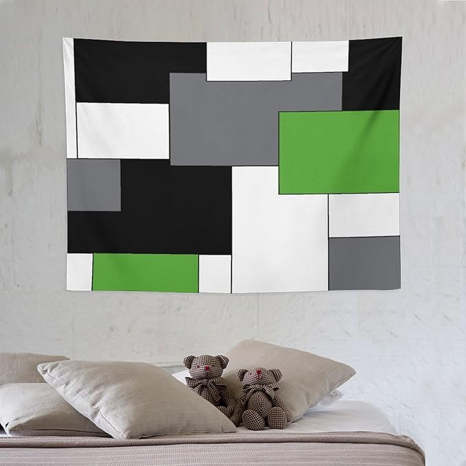 ZhiRain Black,Grey,Green,White Tapestry Wall Hanging Geometry Pattern Digital Print Multicolor Tapestries Home Decor for Living Room Bedroom Farmhouse Apartment Dorm 30"x40"