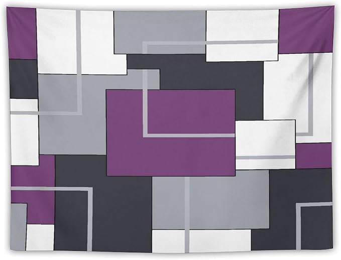 ZhiRain Purple Black White Tapestry Wall Hanging Modern Gray Geometric Abstract Aesthetic Tapestries Home Decor for Living Room Bedroom Farmhouse Apartment Dorm 30"x40"