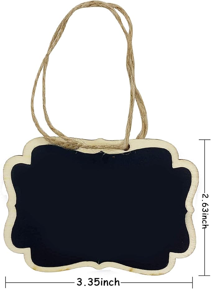 24 Pcs Reusable Mini Wood Chalkboards with Hanging String Erasable, Double-Sided Blackboard for Message Board Signs, Weddings Place Cards, Birthday Parties, Table Numbers, Plants