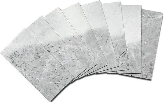 Yipscazo Peel and Stick backsplash 3 x 6 Inches 3D PVC Composite Wall Tile Stick on Backsplash Tile for Kitchen Bathroom, Laundry Room, Fireplace(Polished Gray, 32 Pieces)