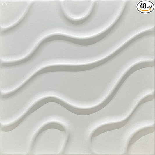 À LA MAISON CEILINGS R136 Modern Art Foam Glue-up Ceiling Tile 20 in x 20 in (129.6 sq. ft./Case), Pack of 48, Ultra Pure White