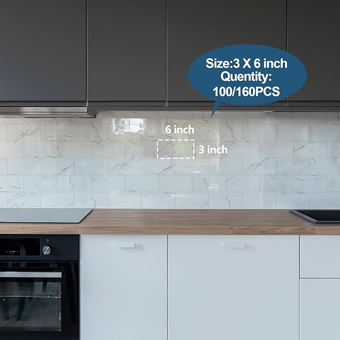 Yipscazo Peel and Stick backsplash 3 x 6 Inches 3D PVC Composite Wall Tile Stick on Backsplash Tile for Kitchen Bathroom, Laundry Room, Fireplace(Polished Carat Gold, 32 Pieces)