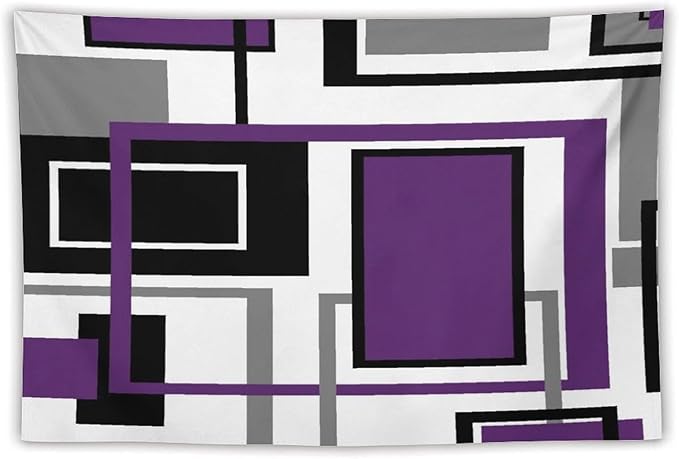 ZhiRain Purple Modern Tapestry Wall Hanging Geometric Purple Gray Black Tapestries Home Decor for Living Room Bedroom Farmhouse Apartment Dorm 60"x90"