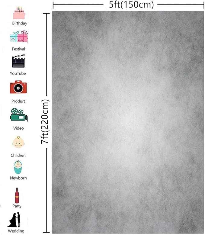 5x7ft Gray Abstract Photography Backdrops Grey Portrait Photo Studio Prop Background for Photographyer Ash Texture Backdrop for Party