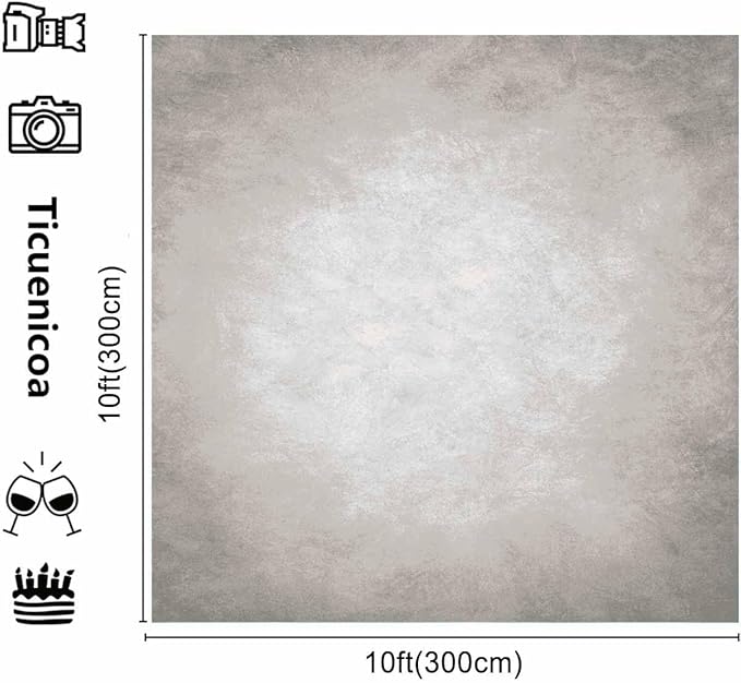 10x10ft Grey Portrait Photography Backdrops Solid Texture Abstract Photo Background for Photoshoot