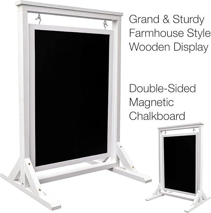 30"x21" Swinging Wood Chalkboard (White)