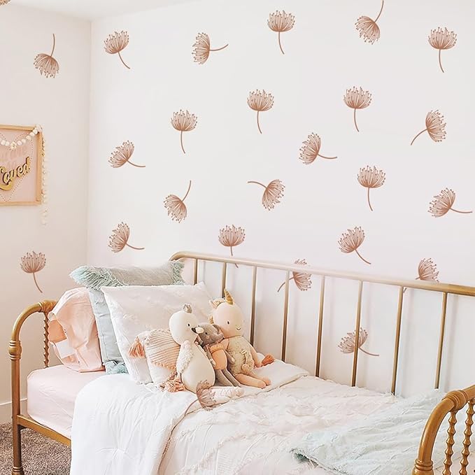 12x36 Inch Set Dandelion Wall Decor Sticker- DIY Boho Wall Decal Mural Set - 54 Pcs Stickers for Wall, Kitchen, Nursery, Office Decor - Each Sticker 3.1x2.3 Inch (Dandelion)