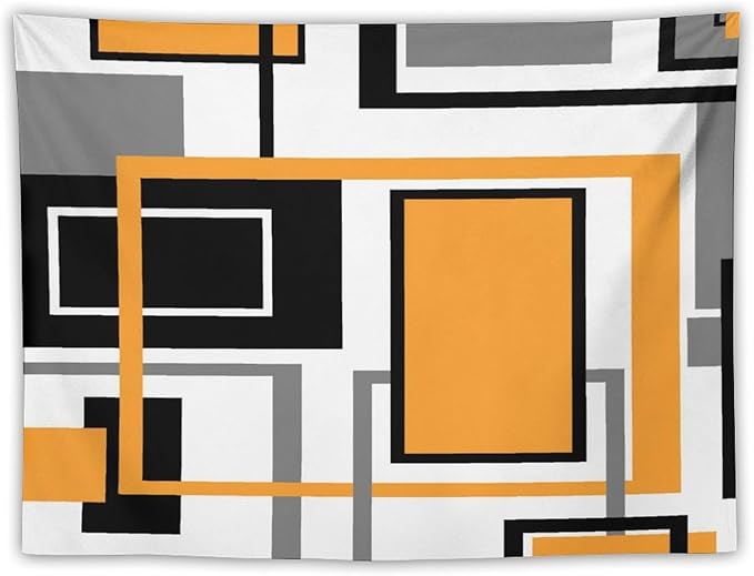 ZhiRain Modern Orange Tapestry Wall Hanging Geometric Gray Abstract Black And Grey Tapestries Home Decor for Living Room Bedroom Farmhouse Apartment Dorm 30"x40"