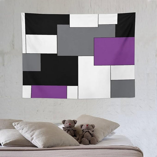 ZhiRain Black,Grey,Purple,White Tapestry Wall Hanging Geometry Pattern Digital Print Multicolor Tapestries Home Decor for Living Room Bedroom Farmhouse Apartment Dorm 30"x40"