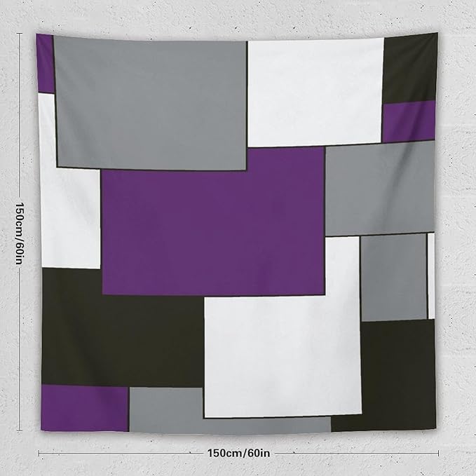 ZhiRain Modern Tapestry Wall Hanging Purple And Gray Black Tapestries Home Decor for Living Room Bedroom Farmhouse Apartment Dorm 60"x60"
